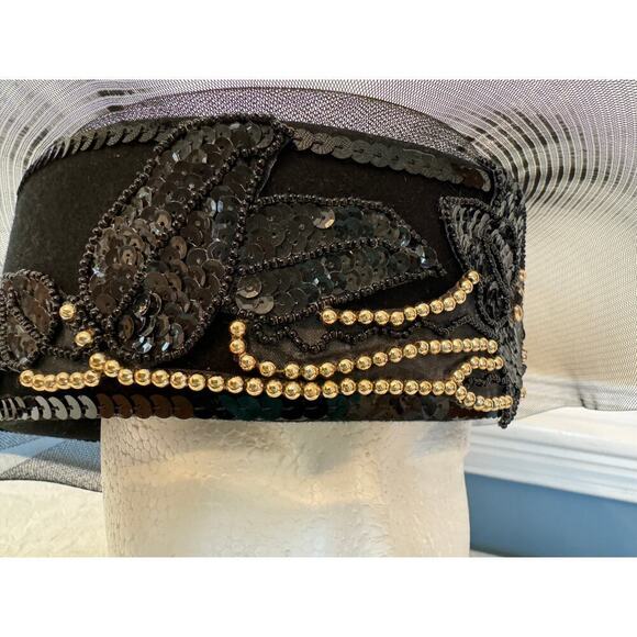 Geo W. Bollman Vintage Ladies Black Hat Classy Mesh Pillbox main image 5